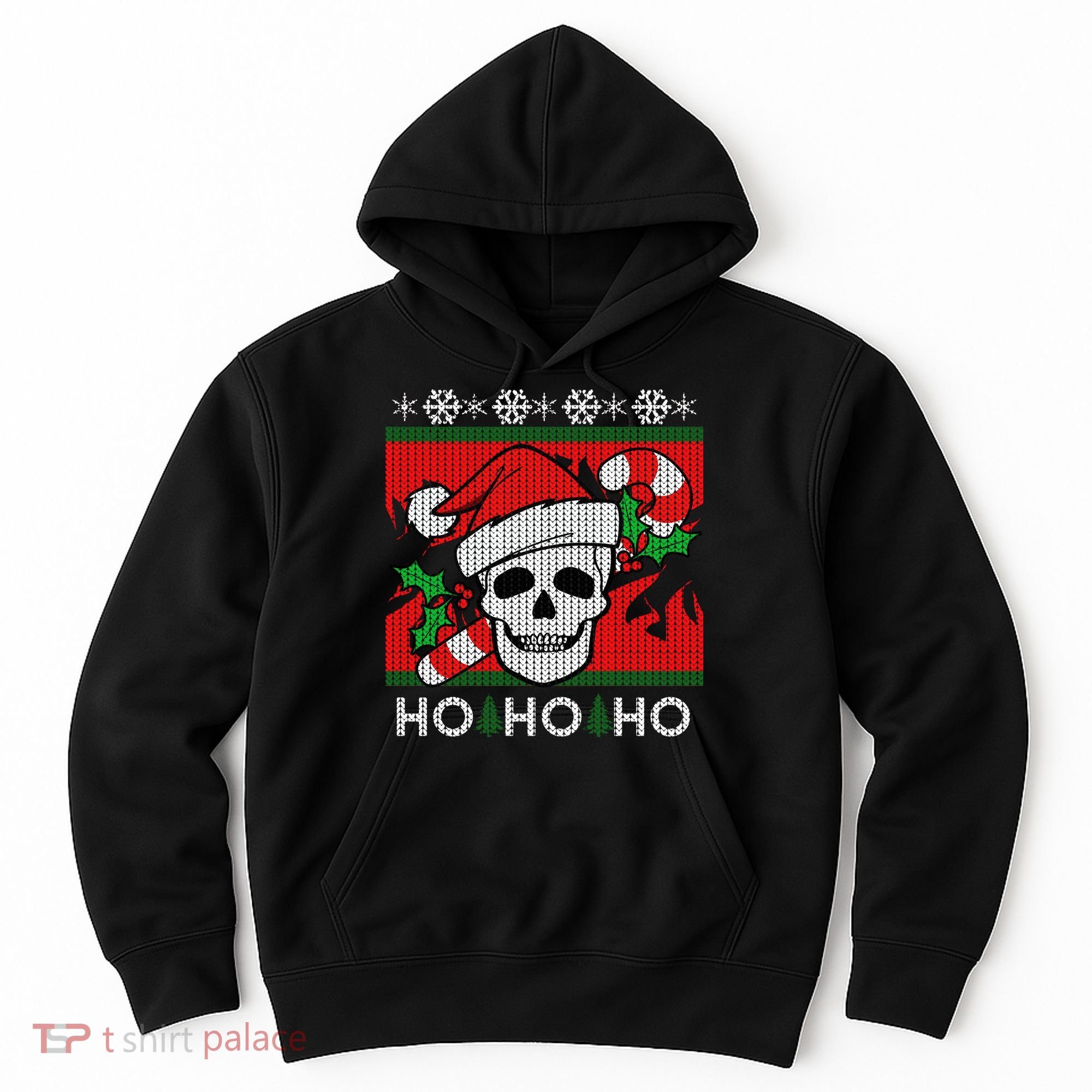 Santa Skull Candy Cane Ugly Christmas Sweater Hoodie
