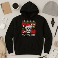 Santa Skull Candy Cane Ugly Christmas Sweater Hoodie thumb 3