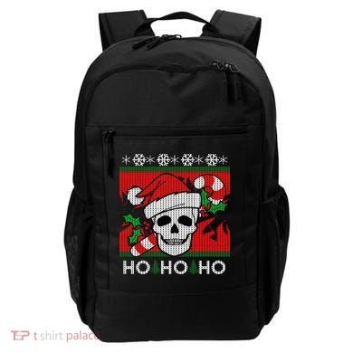 Santa Skull Candy Cane Ugly Christmas Sweater Backpack