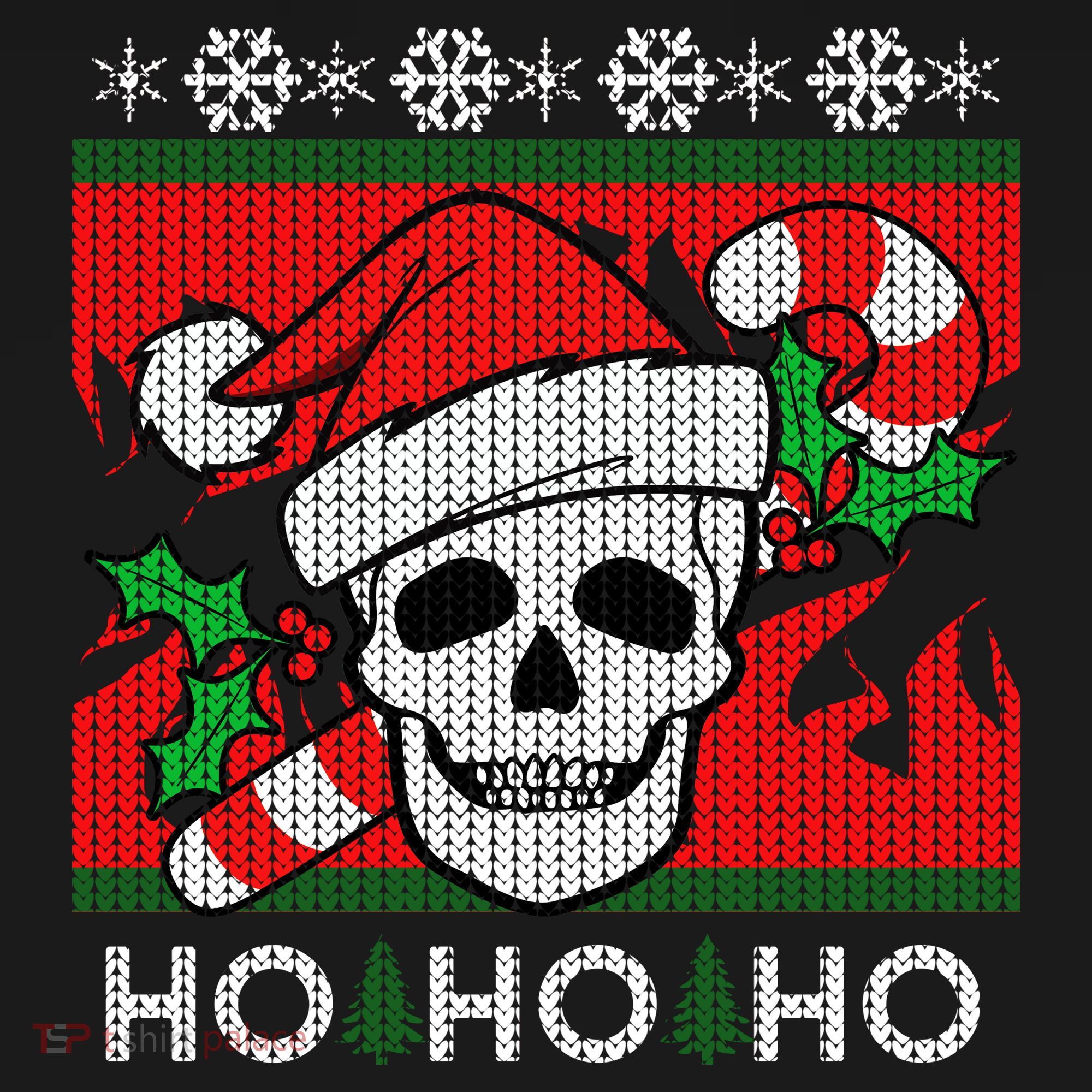 Santa Skull Candy Cane Ugly Christmas Sweater Bucket Hat