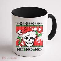 Santa Skull Candy Cane Ugly Christmas Sweater Coffee Mug thumb 1