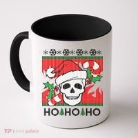 Santa Skull Candy Cane Ugly Christmas Sweater Coffee Mug thumb 0