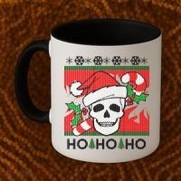 Santa Skull Candy Cane Ugly Christmas Sweater Coffee Mug thumb 2