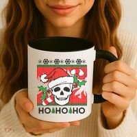 Santa Skull Candy Cane Ugly Christmas Sweater Coffee Mug thumb 3