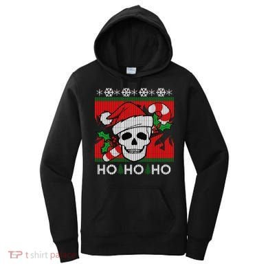 Santa Skull Candy Cane Ugly Christmas Sweater Women's Hoodie