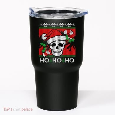 Santa Skull Candy Cane Ugly Christmas Sweater Tumbler