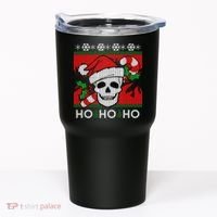 Santa Skull Candy Cane Ugly Christmas Sweater Tumbler thumb 0