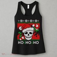 Santa Skull Candy Cane Ugly Christmas Sweater Women's Tank Top thumb 3