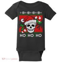 Santa Skull Candy Cane Ugly Christmas Sweater Baby Bodysuit thumb 0