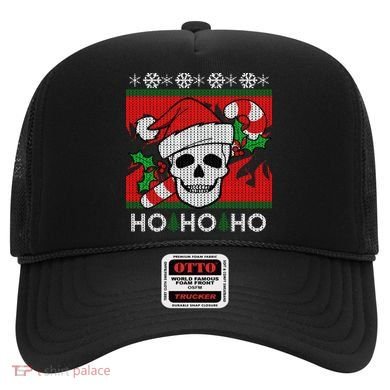 Santa Skull Candy Cane Ugly Christmas Sweater Hat