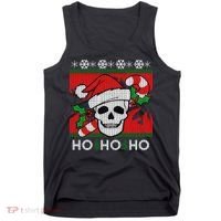 Santa Skull Candy Cane Ugly Christmas Sweater Tank Top thumb 0