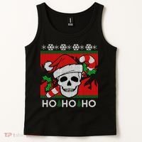 Santa Skull Candy Cane Ugly Christmas Sweater Tank Top thumb 2