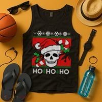 Santa Skull Candy Cane Ugly Christmas Sweater Tank Top thumb 4