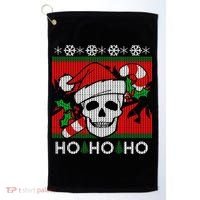 Santa Skull Candy Cane Ugly Christmas Sweater Golf Towel thumb 0