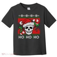 Santa Skull Candy Cane Ugly Christmas Sweater Toddler T-Shirt thumb 0