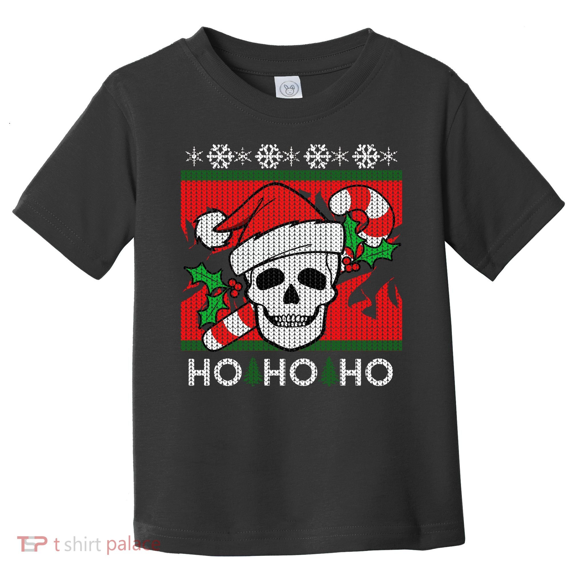 Santa Skull Candy Cane Ugly Christmas Sweater Toddler T-Shirt