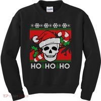 Santa Skull Candy Cane Ugly Christmas Sweater Kids Sweatshirt thumb 0