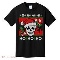 Santa Skull Candy Cane Ugly Christmas Sweater Kids T-Shirt thumb 0