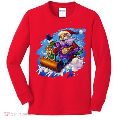 Santa Sleigh Kids Long Sleeve Shirt