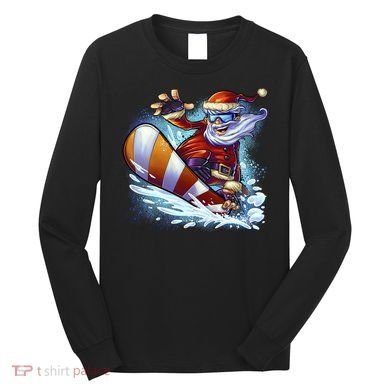 Santa Snowboard Long Sleeve Shirt