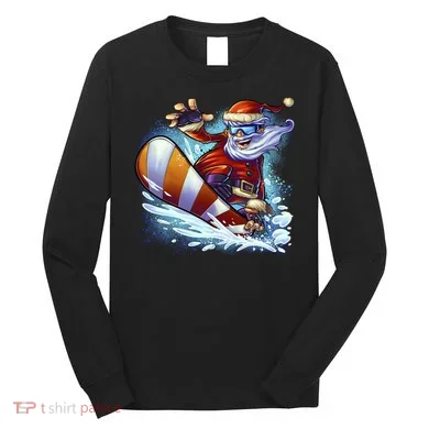 Santa Snowboard Long Sleeve Shirt