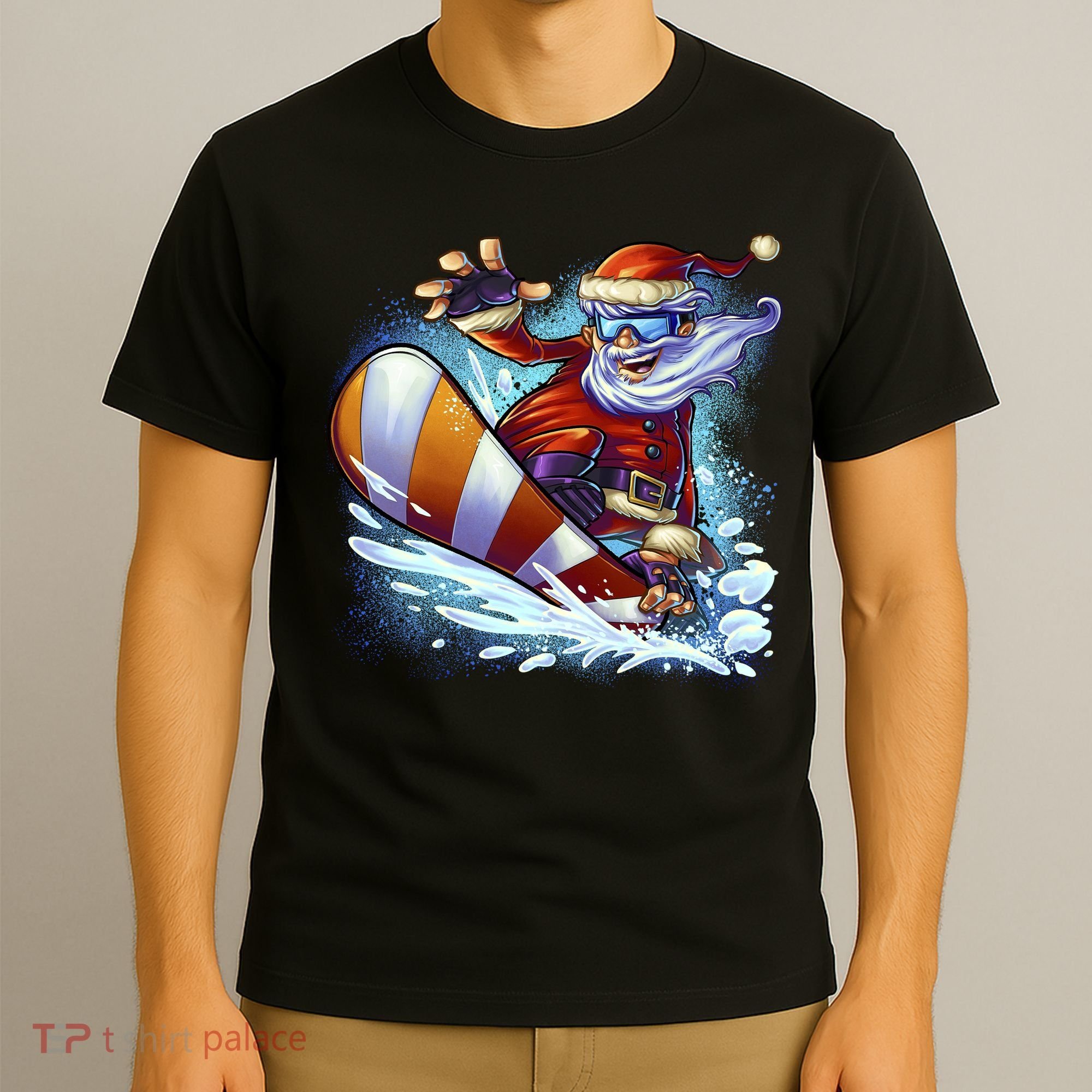 Santa Snowboard T-Shirt