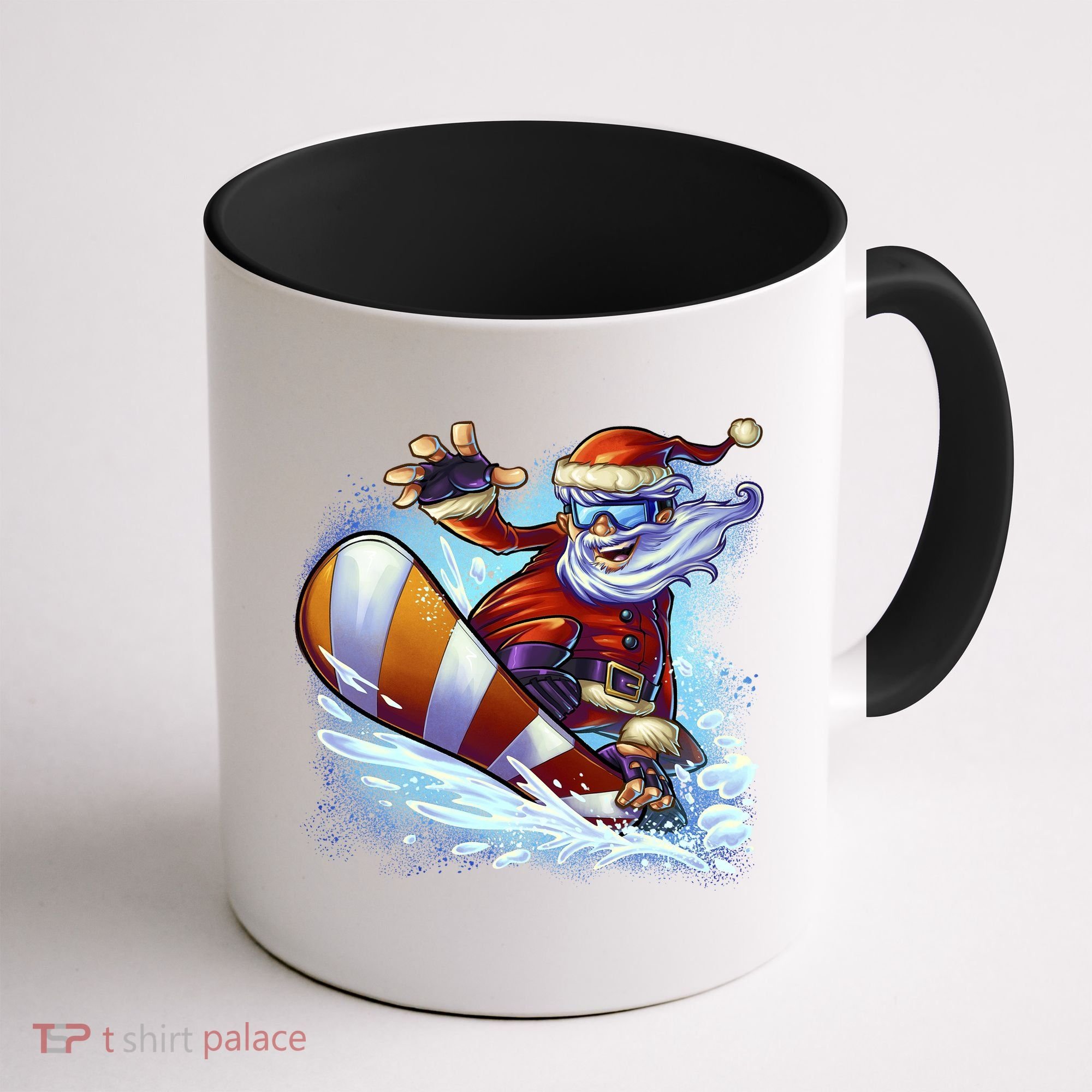Santa Snowboard Coffee Mug