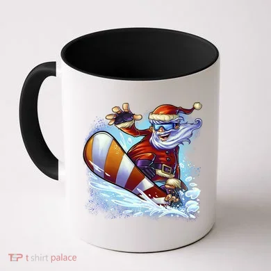 Santa Snowboard Coffee Mug