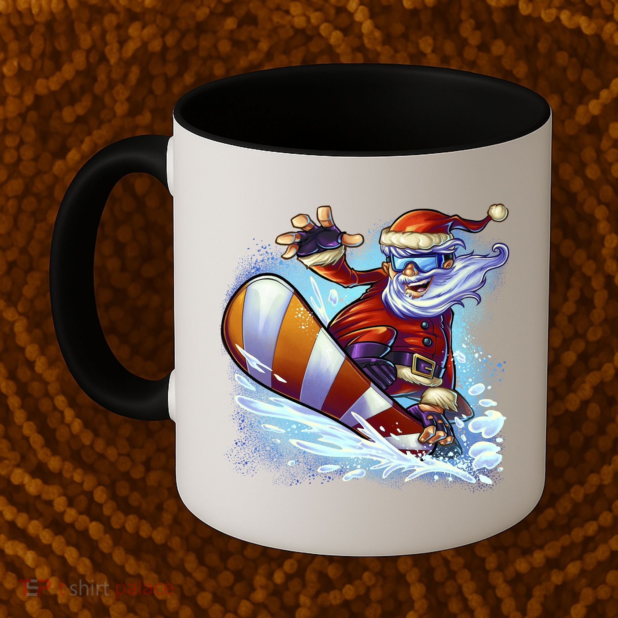 Santa Snowboard Coffee Mug