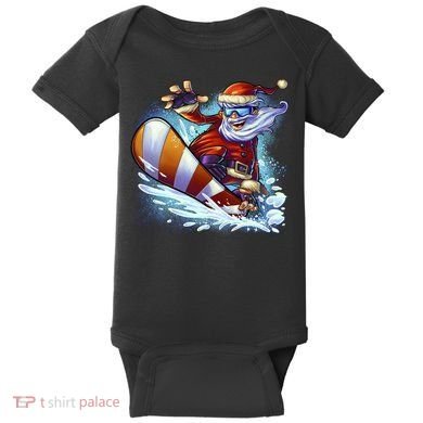Santa Snowboard Baby Bodysuit