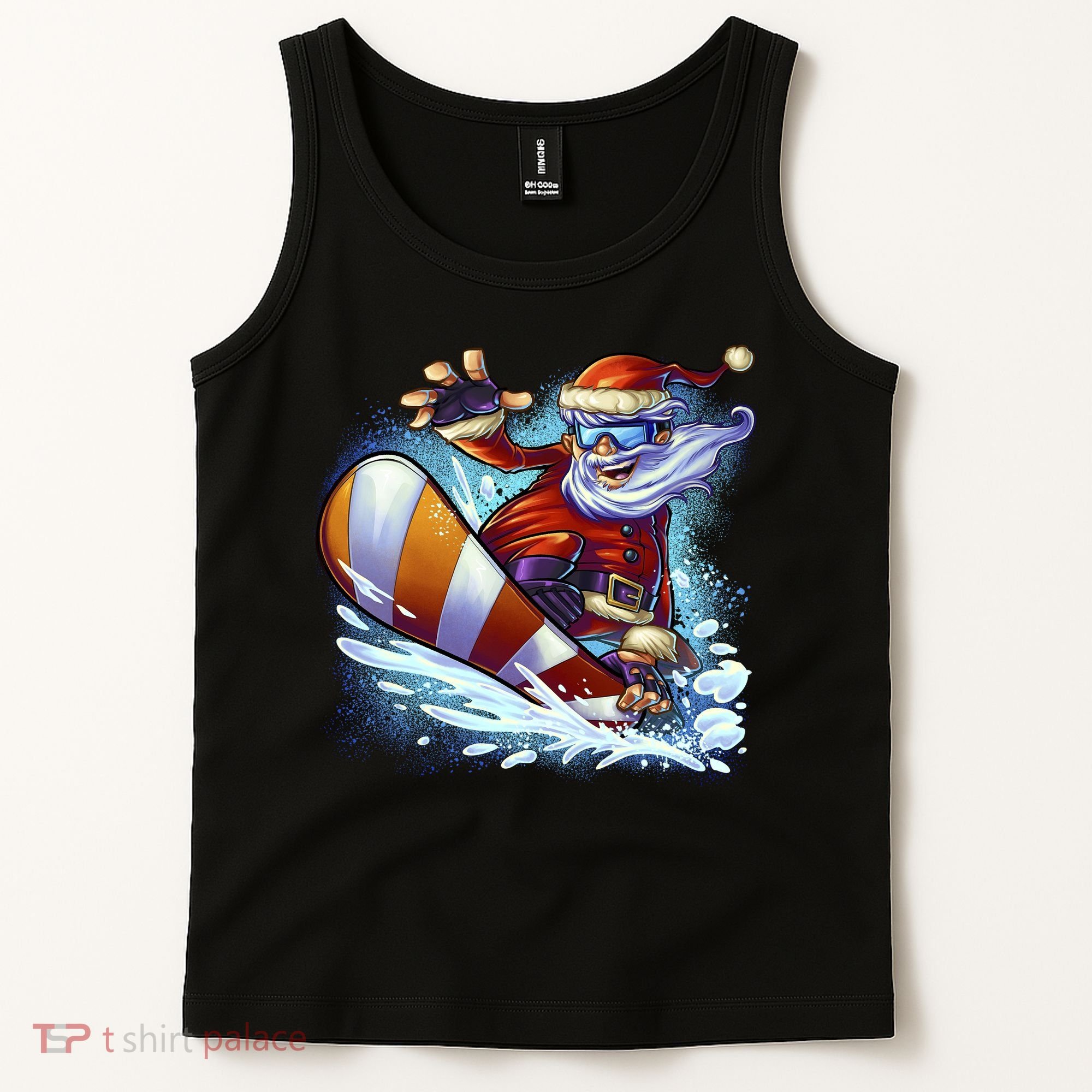 Santa Snowboard Tank Top
