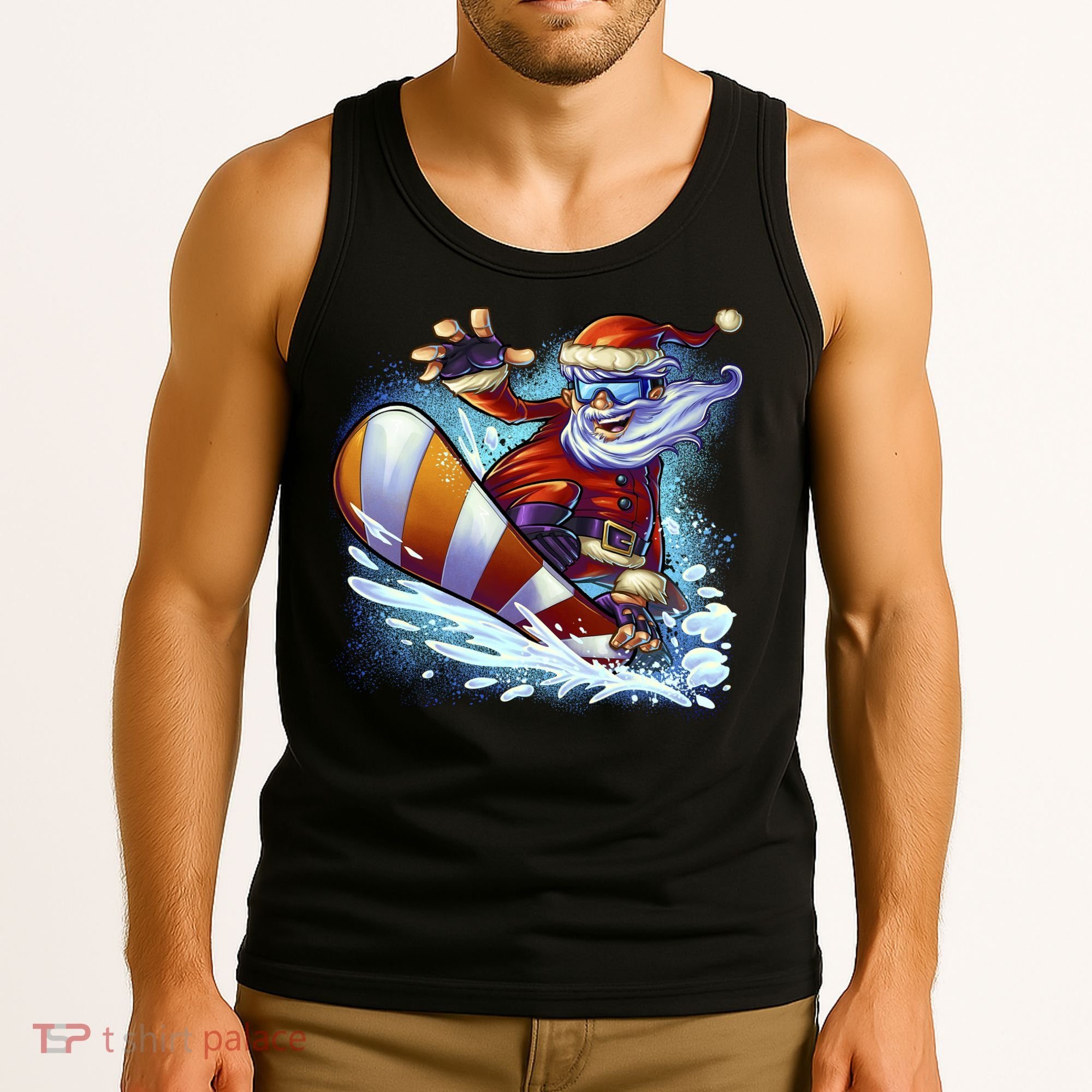 Santa Snowboard Tank Top