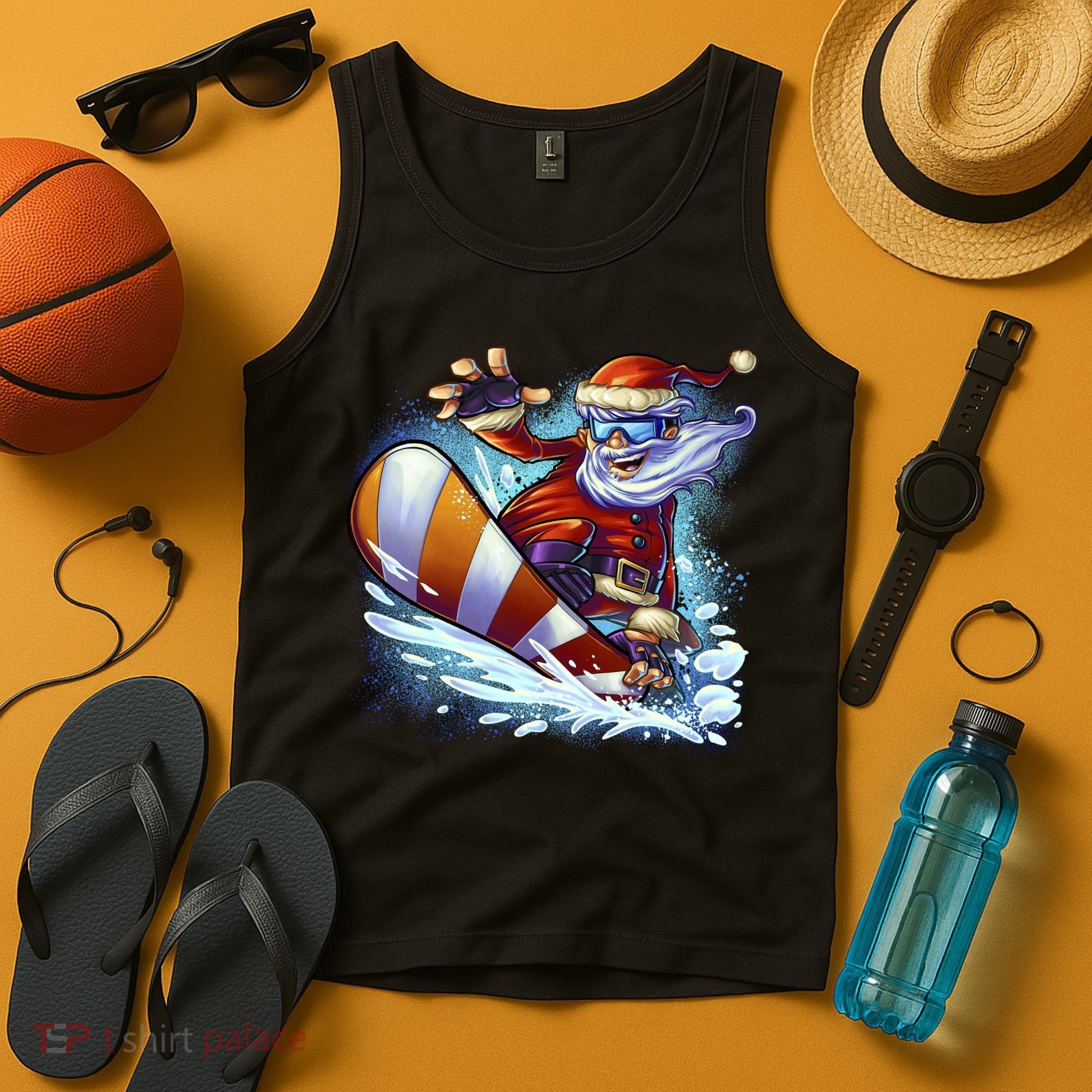 Santa Snowboard Tank Top