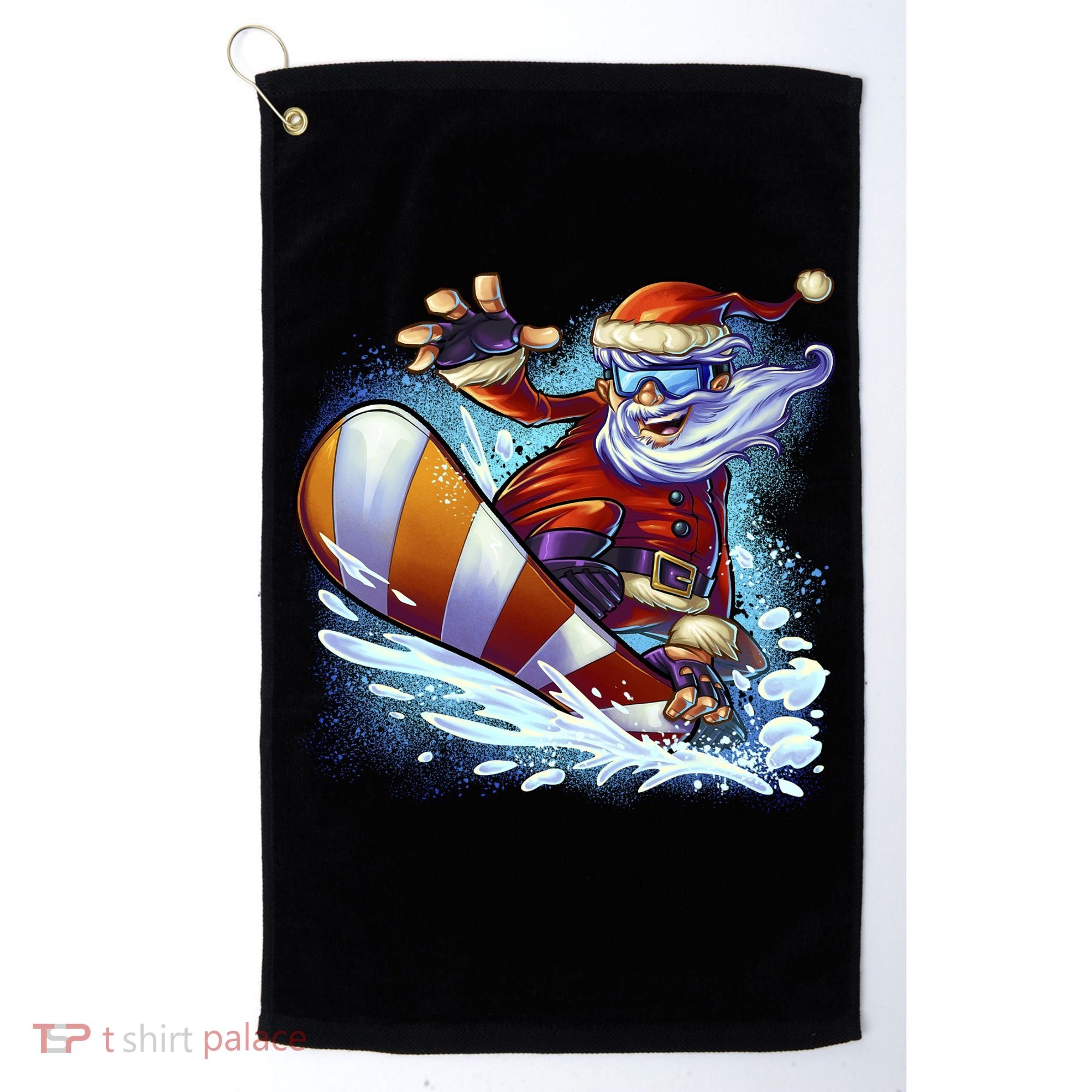 Santa Snowboard Golf Towel