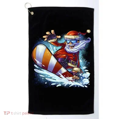 Santa Snowboard Golf Towel