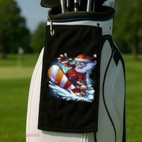 Santa Snowboard Golf Towel thumb 2