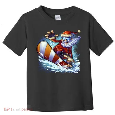 Santa Snowboard Toddler T-Shirt