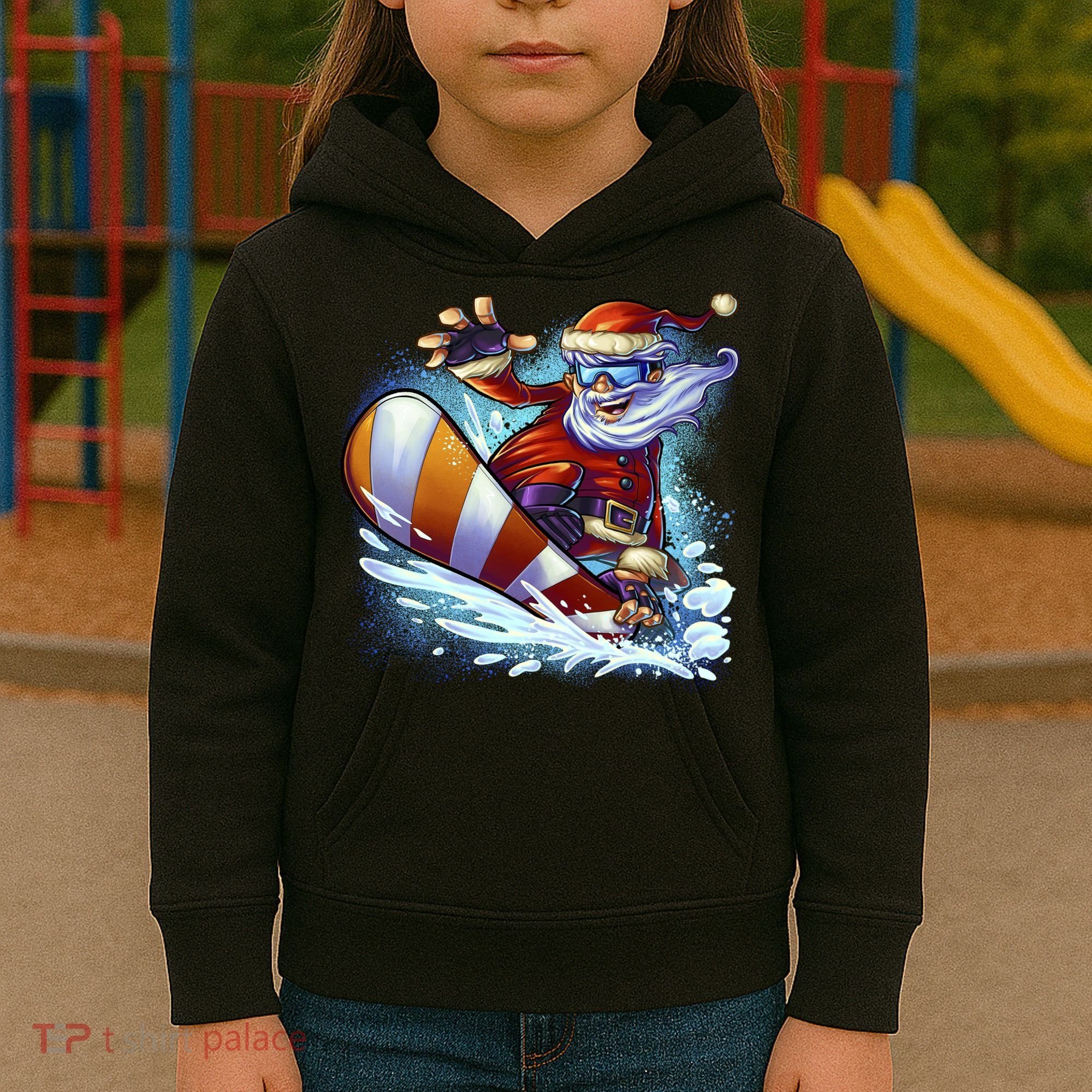 Santa Snowboard Kids Hoodie