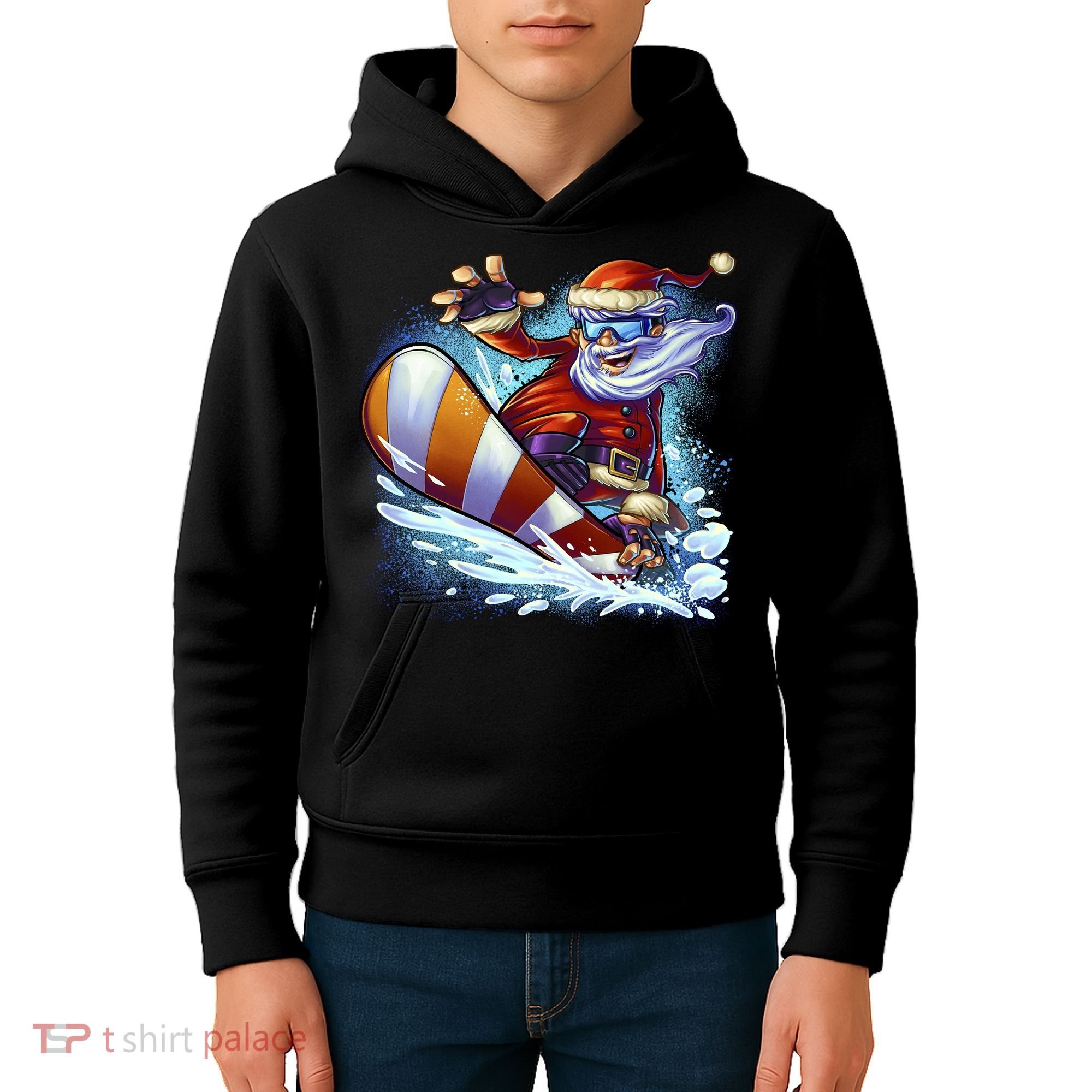 Santa Snowboard Kids Hoodie
