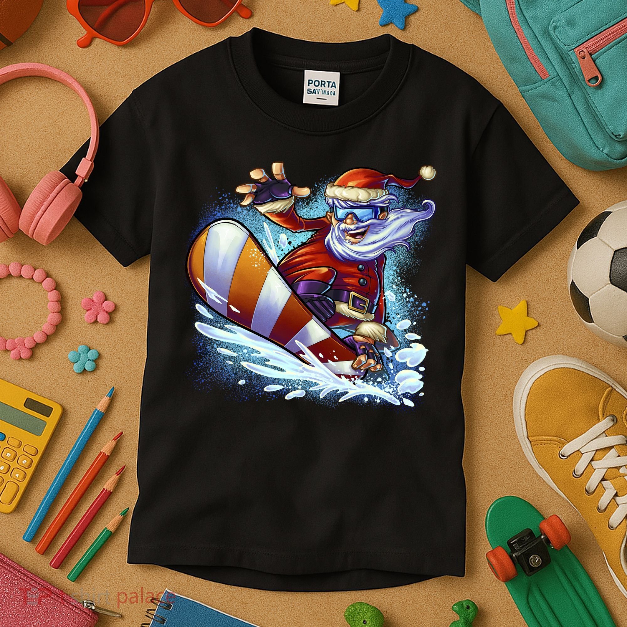 Santa Snowboard Kids T-Shirt