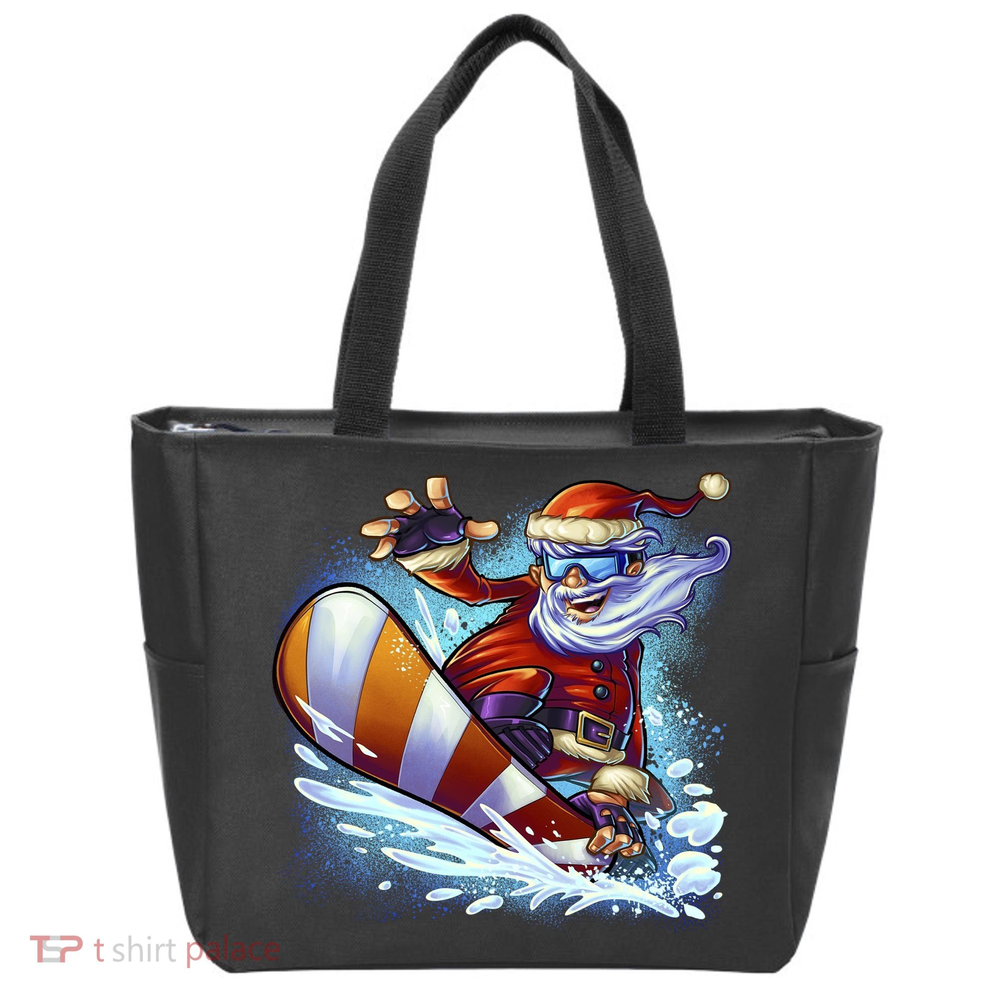 Santa Snowboard Tote Bag
