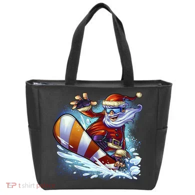 Santa Snowboard Tote Bag