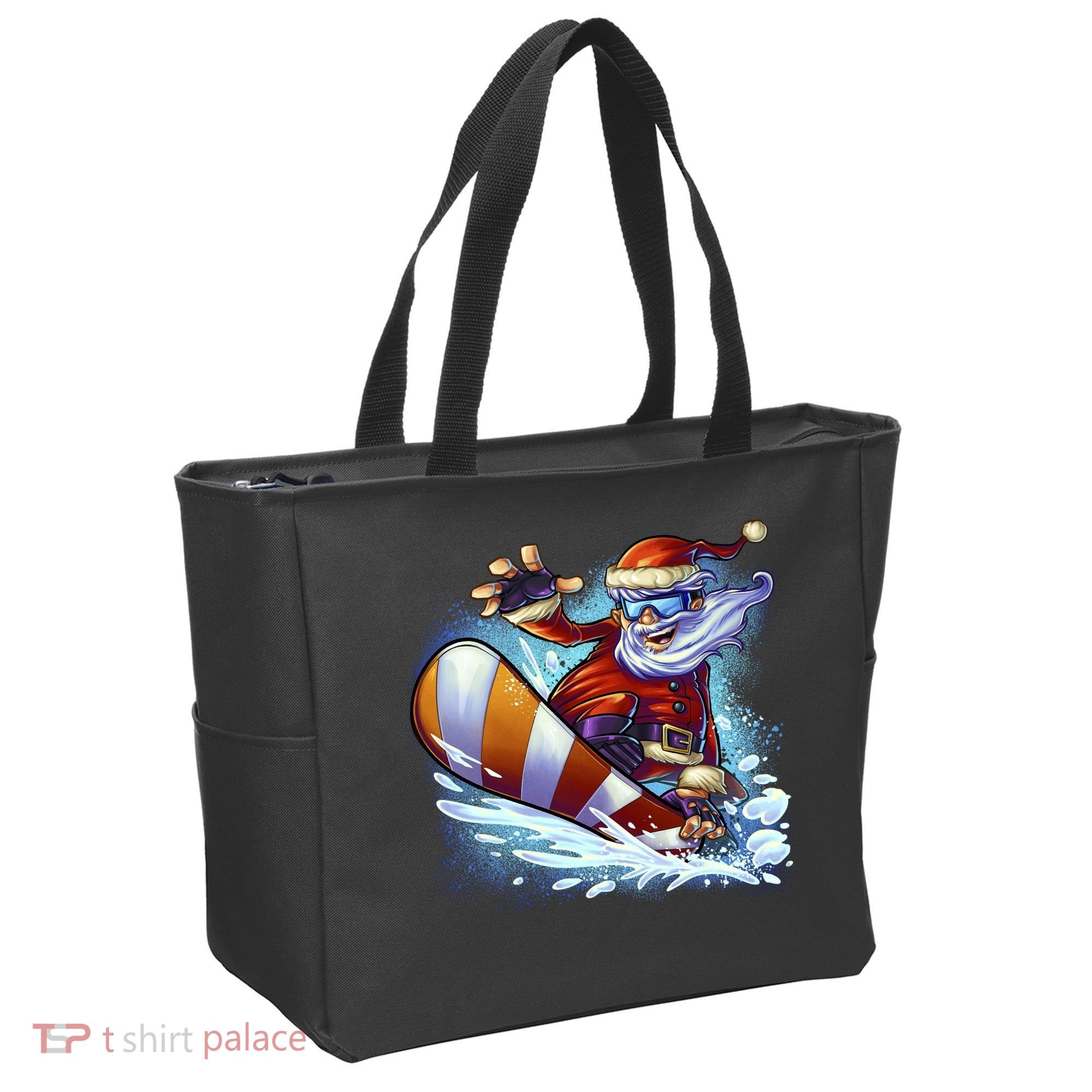 Santa Snowboard Tote Bag