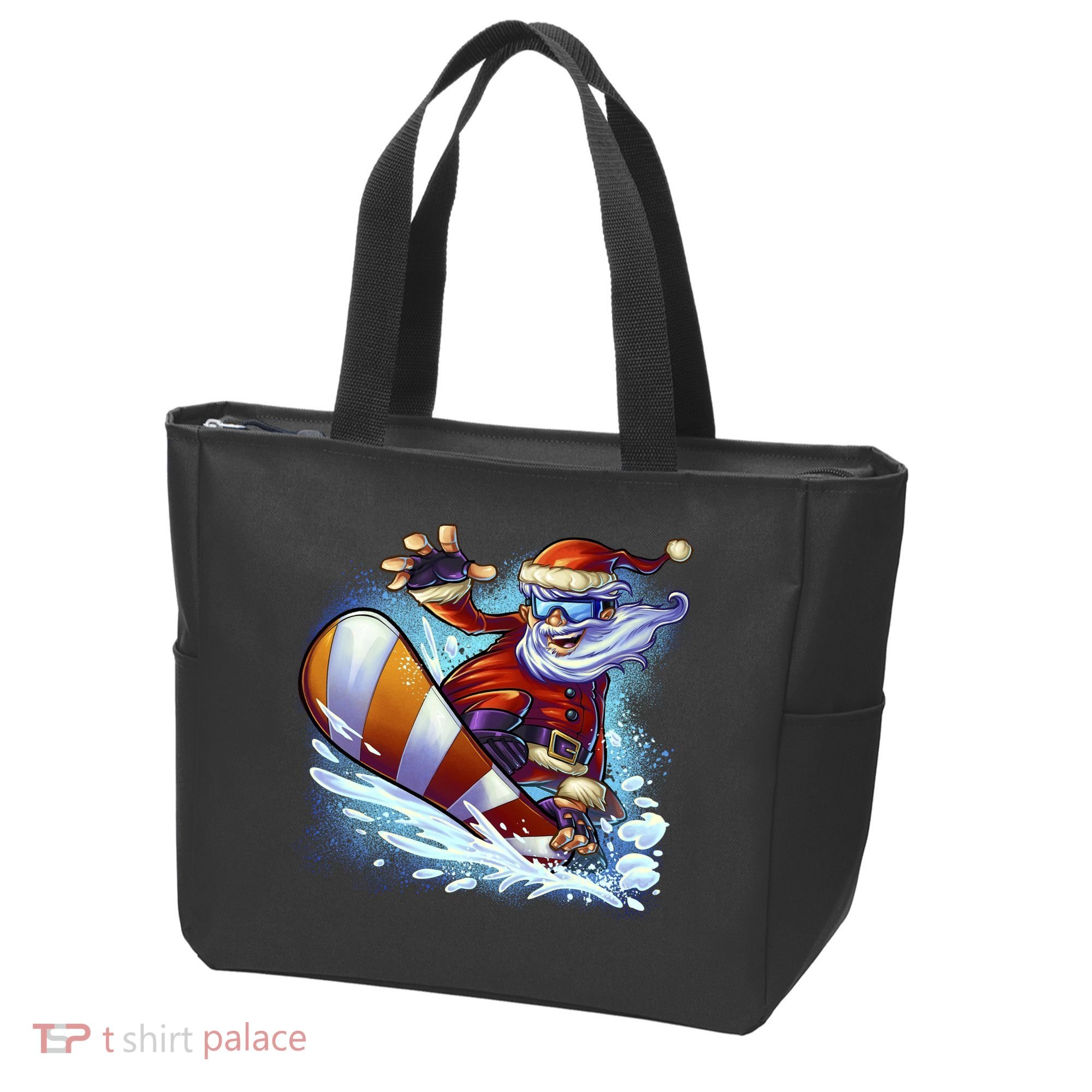 Santa Snowboard Tote Bag
