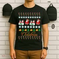 Santa Snowman Ugly Christmas Sweater T-Shirt thumb 6
