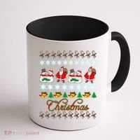 Santa Snowman Ugly Christmas Sweater Coffee Mug thumb 1