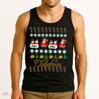 Santa Snowman Ugly Christmas Sweater Tank Top thumb 3