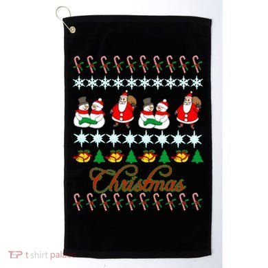 Santa Snowman Ugly Christmas Sweater Golf Towel