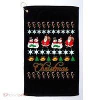 Santa Snowman Ugly Christmas Sweater Golf Towel thumb 0