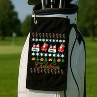 Santa Snowman Ugly Christmas Sweater Golf Towel thumb 2